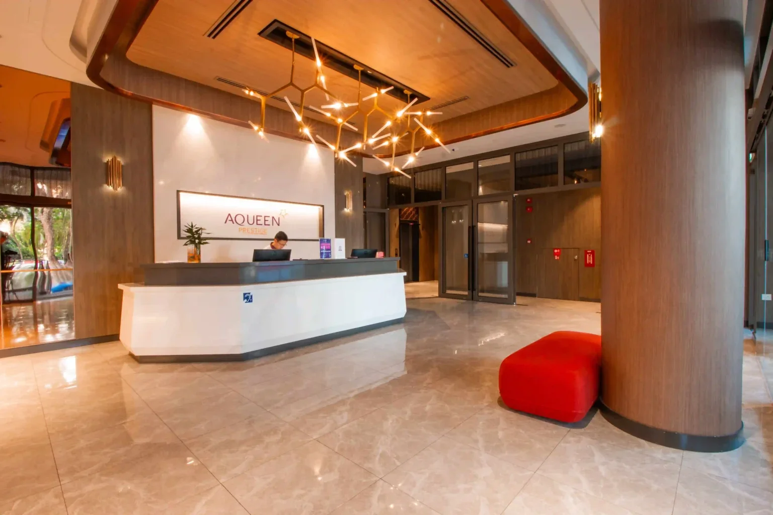Reception and lift lobby at Aqueen Prestige Hotel Jalan Besar